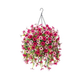 Chrysanthèmes artificiels en panier suspendu, fleurs en soie pour décoration extérieure, décoration de mariage - Product Image 1