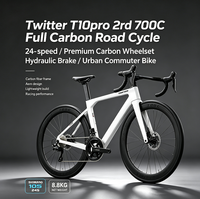 Vélo de route Twitter T10pro 2rd 700C entièrement en carbone, 24 vitesses, jeu de roues en carbone premium, frein hydraulique, vélo de banlieue urbain