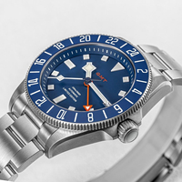 Reloj Automático Analógico GMT Miyota NH34 de Titanio de Edición Limitada de Lujo con Logotipo Personalizado de Marca, Resistencia al Agua de 20 Bares, Cierre Plegable