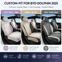 Housse de siège de voiture intégrale en tissu suédé résistant à l'usure pour BYD Dolphin 2025 – Accessoires intérieurs de voiture, ensemble complet
