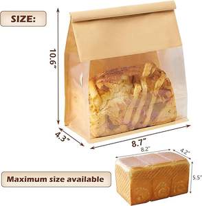Bolsas de pan de papel Kraft de alta resistencia con bloqueo de lengüeta de lazo de estaño, con ventana frontal transparente, bolsa de tratamiento de embalaje de almacenamiento para panadería C - Product Image 1