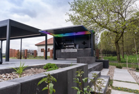 Ensemble complet de cuisine d'extérieur en acier inoxydable noir à cadre modulaire 304 avec évier de barbecue au butane de jardin et réfrigérateur Gazebo