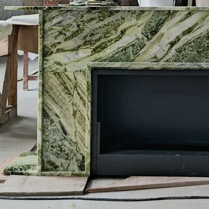 Cheminée moderne en marbre vert Calacatta de Fujian, pierre naturelle de luxe, pour décoration intérieure d'hôtel, style français - Product Image 4