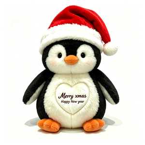 Peluche pingouin de Noël personnalisée, cadeau pingouin pour les fêtes, pingouin en peluche joyeux Noël, pingouin en peluche pour le Nouvel An - Product Image 1
