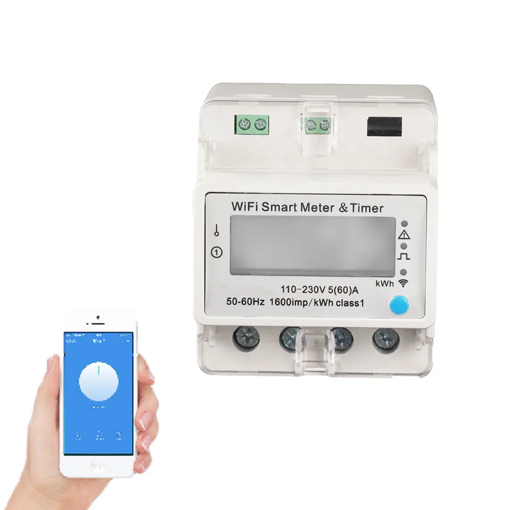 Eenfase Din Rail Draadloze Slimme Wifi Energiemeter Digitale Elektriciteitsmeter Timer