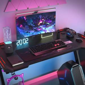 Table de jeu noire moderne en acrylique pour jambes Bureau Rocksolid <span class=keywords><strong>Gamer</strong></span> avec éclairage LED Table de jeu allemande Bureau de jeu en forme de Z - Product Image 5