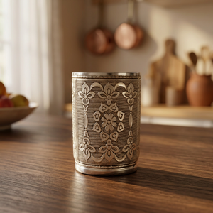 Verre en acier inoxydable à motif floral, design vintage, cadeau pour adultes - Product Image 1