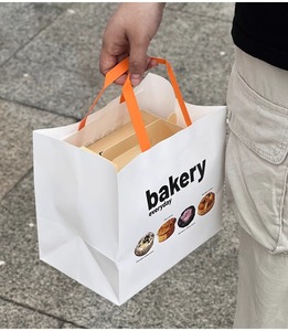 Túi giấy kraft bán buôn tùy chỉnh, dùng mang đi, đựng đồ ăn nhanh, bánh mì, bánh ngọt, bánh quy, bánh mì nướng, in logo theo yêu cầu - Product Image 5
