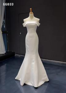 Off-shoulder Sexy <strong>Mermaid</strong>/Trumpet Ivory Simple <strong>Styles</strong> Satin Wedding <strong>Dresses</strong> - Product Image 4