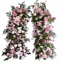Arco de Flores Rosa PPS en Oferta, Arco de Flores Artificiales para Decoración de Fondo de Escenario de Bodas y Eventos