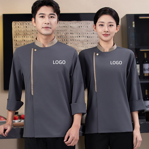 Uniforme de <span class=keywords><strong>Chef</strong></span> de Alta Gama con Cuello Alto y Manga Larga de Poliéster Twill para Hotel, Restaurante y <span class=keywords><strong>Catering</strong></span>, Disponible en Stock - Product Image 1