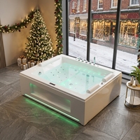 Baignoire SPA autoportante en acrylique pour 2 personnes, 1,9 m rectangulaire, avec rideau d'eau, massage corporel apaisant pour appartement