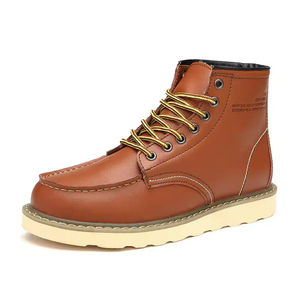 Botas para Hombre, Estilo Casual Británico, Zapatos de Trabajo de Cuero Genuino para Parejas, Botas de Trabajo Casuales de Moda con Caña Alta - Product Image 1