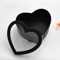 Caja de Regalo de Cartón Mate con Ventana de Cristal de Dos Corazones, Materiales Reciclados, Tapa Transparente para el Día de San Valentín, Rosas, Flores, Frutas