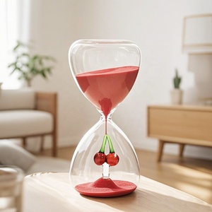 Reloj de Arena Giratorio de Cristal de Borosilicato de Alta Calidad, Diseño Creativo y Moderno, con Cerezas Rojas Navideñas, para Decoración del Hogar, 15 <span class=keywords><strong>Minutos</strong></span> - Product Image 3