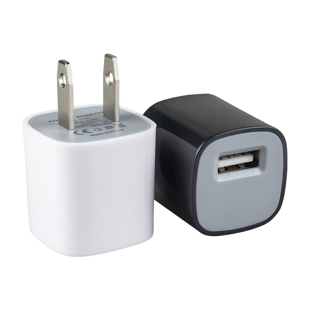 Atacado Mini Cube OEM 5V1A 5W USB A Carregador de energia para o telefone celular 1000mA Carregador de viagem portátil USB único