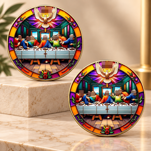 2026 Pièce commémorative en alliage de zinc, double face, avec motif en verre teinté et relief de la Fête Sacrée, plaquée or UV couleur 3D - Product Image 1