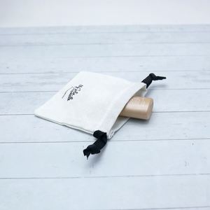 Custom logo Pouch Wholesale Ring Pouch Cotton Linen Drawstring White Pouch with <b>Black</b> <b>String</b> - Product Image 4