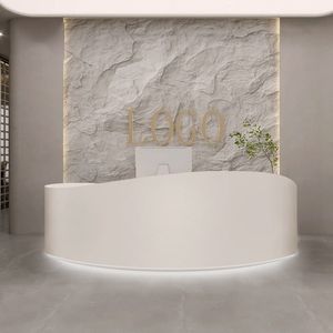 Banco della Reception moderno minimalista a forma <span class=keywords><strong>di</strong></span> arco per matrimoni piccoli saloni <span class=keywords><strong>di</strong></span> bellezza <span class=keywords><strong>estetica</strong></span> medica laccata cassa bancone - Product Image 2