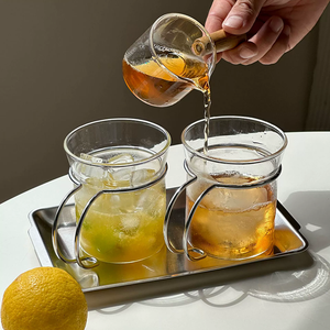 Vaso <span class=keywords><strong>de</strong></span> Vidrio <span class=keywords><strong>de</strong></span> Borosilicato <span class=keywords><strong>de</strong></span> Alta Calidad, Estilo Moderno y Lujoso, con Portavasos <span class=keywords><strong>de</strong></span> Acero Inoxidable, para Postres y Helados - Product Image 2