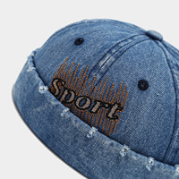 Casquette Melon en jean délavé style rétro américain, 6 panneaux, ajustable, pour le hip-hop urbain, la pêche et le sport, vente en gros personnalisée