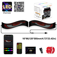 2 uds 16*96 Dynamic Devil Eyes Panel LED pantalla coche Flexible parabrisas luz tablero inteligente desplazamiento mensaje suave LED animación
