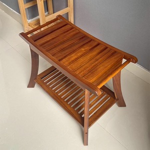 Teak Wood <b>Bathroom</b> <b>Stool</b> 60X70cm Multi Functional Freestanding Shoe Rack Bench For Adults Children Elderly - Product Image 4
