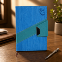 Carnet à couverture rigide en cuir végétalien effet bois avec logo personnalisé, 100 feuilles, organisateur/agenda, vente en gros, A5, OEM, bande diagonale, motif diamant