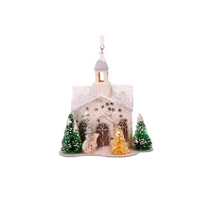 Paper House Christmas Tree Decoration LED Light Village Design Festival Home Party Country House Ornaments