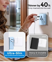 Adaptateur de prise murale ultra-mince Worldplug GaN 25W, adaptateur de prise universelle internationale, chargeur de voyage universel