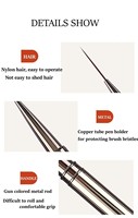 Lot de pinceaux professionnels en métal pour nail art, pour détails fins, gel, peinture et dessin, stylo liner fin pour rayures