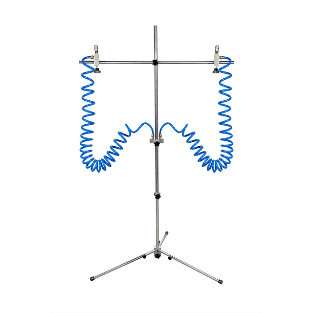 Heavy Duty Tripod Air Dryer Gun Stand with PU Hose Adjustable Waterborne Paint Drying Rack Dual Blow Gun Holder for Paint Booth