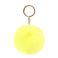 Vente en gros de pompons en fausse fourrure de lapin multicolores, doux, écologiques, duveteux, 8 cm, porte-clés léger