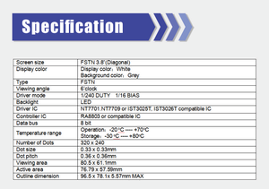 Giá rẻ <span class=keywords><strong>LCD</strong></span> nhà sản xuất kỹ thuật số TN STN FSTN đơn sắc 3.8 inch 320*240 đoạn <span class=keywords><strong>LCD</strong></span> hiển thị module tùy chỉnh - Product Image 5