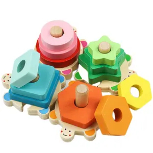 블록 2 세 Suppliers-나무 스태킹 장난감 유아 2 3 4 세 몬테소리 교육 퍼즐 블록 장난감 조기 유치원 학습 장난감