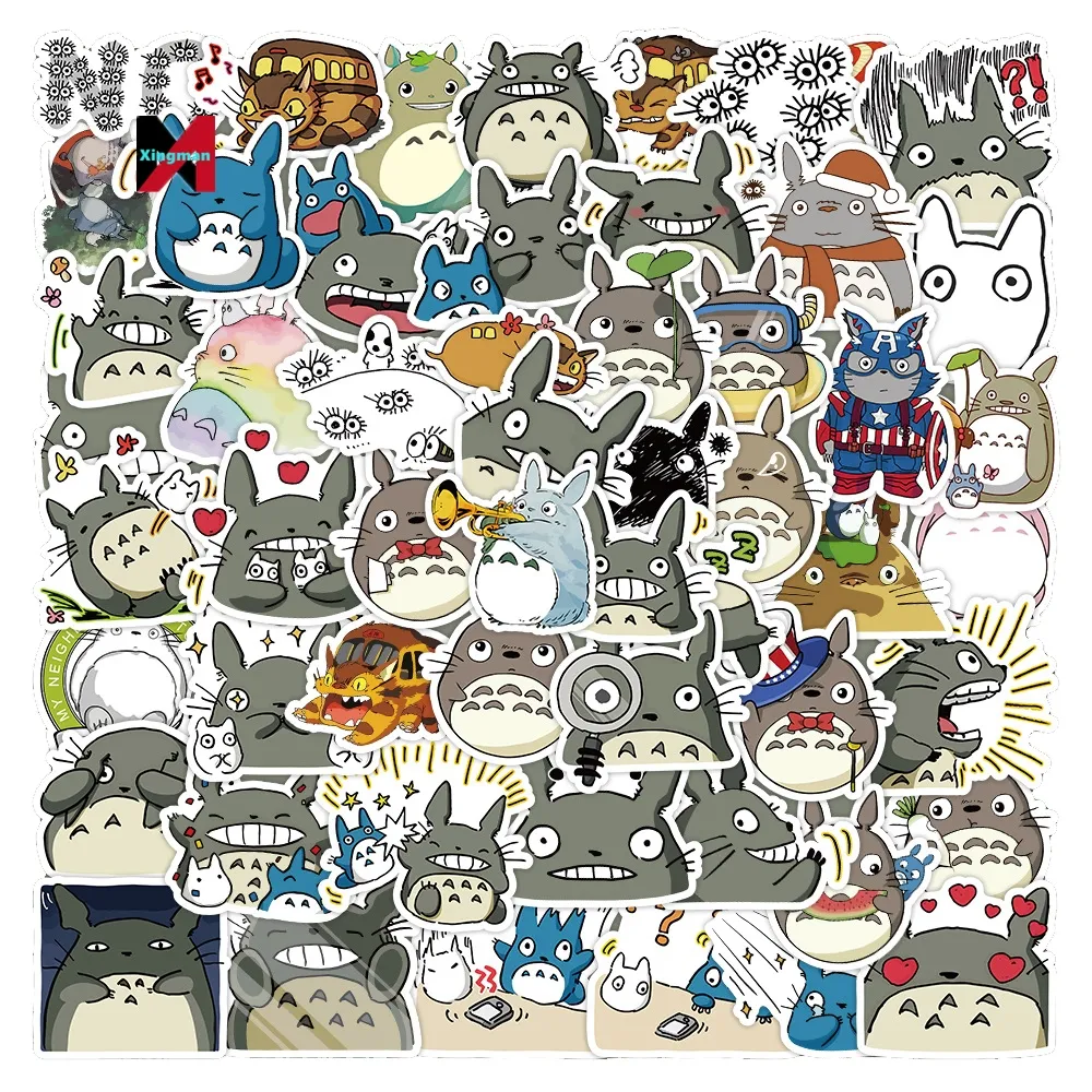 XM 50 pièces Ghibli dessin animé Totoro autocollants décoratifs pour enfant Scrapbook Table murale étanche Miyazaki mignon Anime autocollant