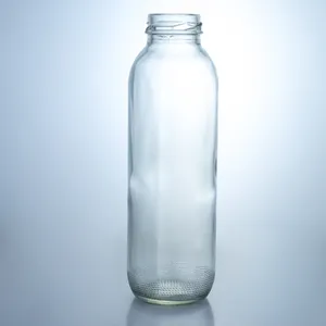 クリアミルクジュース水ガラスボトル卸売350ml丸型カスタムロゴスクリューキャップ
