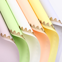 Papier d'emballage pour bouquet de fleurs de qualité supérieure, couleur unie, bord doré, brillant, imperméable, emballage floral, emballage cadeau, fournitures pour fleuristes