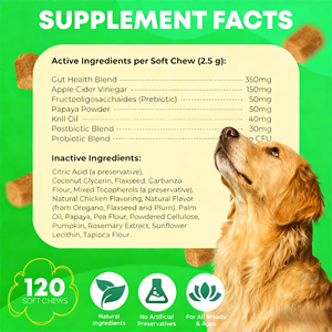 Probiotiques pour chiens OEM ODM Private Label avec prébiotiques favorisant un microbiome intestinal équilibré - Renforce la santé immunitaire - Friandises à mâcher molles - Product Image 6