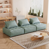 Canapé modulaire minimaliste en tissu microfibre beige pour 2 à 7 personnes, convertible en lit, pour salon
