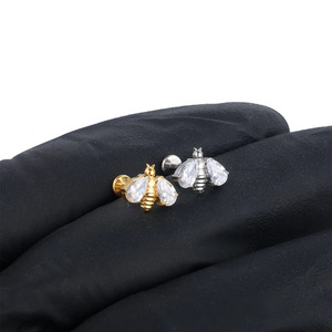 Piercing d'oreille unisexe en titane et acier inoxydable, motif insecte, 16G 1.2mm 8mm - Product Image 2