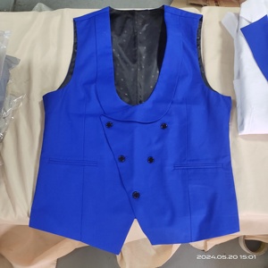 Abito da uomo bicolore 3 pezzi su misura per testimone o sposo, smoking slim fit in jacquard con giacca, gilet e pantaloni - Product Image 3