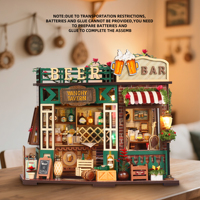 Kit de maison miniature DIY Vintage Beer Bar avec éclairage LED, kit de coin lecture, kit de construction de mini-maison, kit de maison de poupée miniature pour adultes