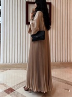 Abaya plissée élégante en polyester YSYL avec technique de couture raffinée, robe longue maxi modeste pour femmes musulmanes, idéale pour le quotidien, les fêtes et les mariages