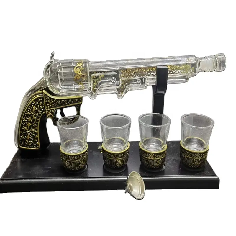 2024 Vaderdag Cadeau Hot Sale Voor De Revolver Gun Whisky Karaf Set Met Geschenkdozen