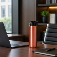 Thermos portable à double paroi en acier inoxydable avec logo personnalisé, large ouverture, durable, 501-700 ml, pour boissons chaudes et froides, avec couvercle