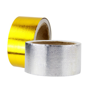 Cinta aislante para tubo de escape Poyracing, 2 pulgadas, 5 metros, escudo térmico de aleación de aluminio dorado para motor de coche - Product Image 3