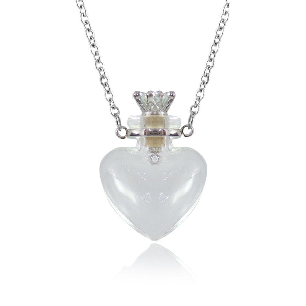 Sharplace Collana Portacenere Con Ciondolo Sfera In Vetro Trasparente E Acciaio Inox - Gioiello Commemorativo O Portaoggetti