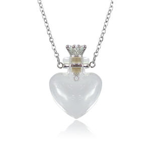 Collar con Botella de Perfume en Forma de Corazón Transparente, Botella de Agua con Forma de Gota de Ceniza, Cadena de Acero Inoxidable, Collar con Vial de Sangre para Pedir un Deseo - Product Image 2