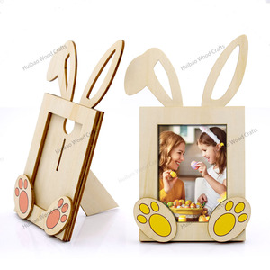 Échantillon Gratuit ODM Printemps 2025 – Décoration de Pâques en Bois Découpé au Laser – Cadeau de Pâques pour Enfants – Cadre Photo en Bois Lapin de Pâques - Product Image 2